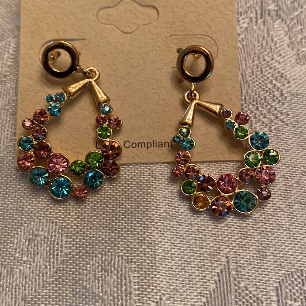 2/$12Sale Marysol Accessories multi colored earrings Multi colored rhinestone - Picture 5 of 7